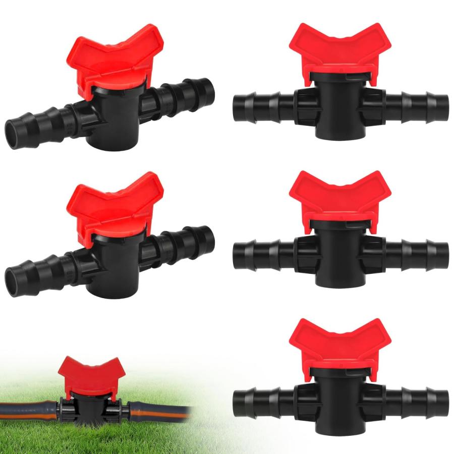 水パイプ 水道 ホース用バルブ 水量調整弁付止水栓【5個入り】緊急停止バルブ クロスバーコネクター 調整可能ホース水族館 家庭菜園 灌漑などに適し