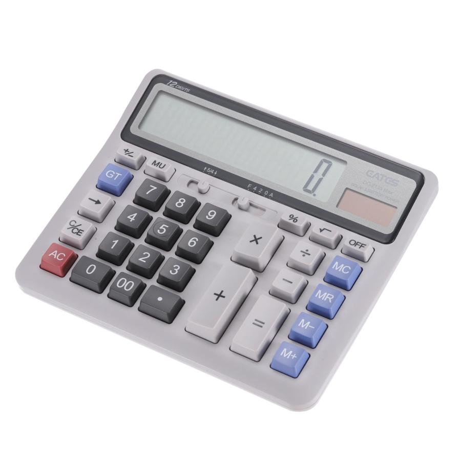 PATIKIL デスク用電卓 ソーラー電池と単3形乾電池の二重電源式 12桁の大型LEDディスプレイ 標準機能の電子式 大型コンピューターキー付きの
