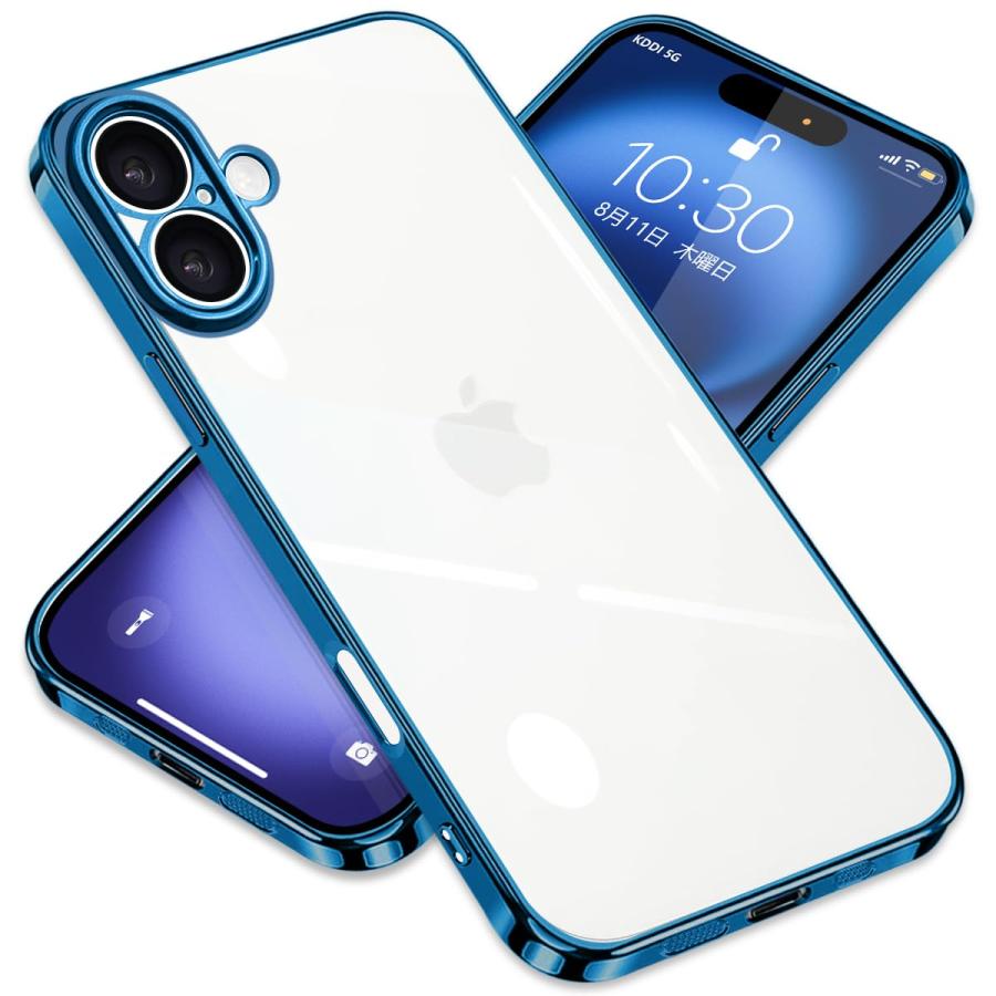 乐天商城 - ZHUAZHULE アイフォン16 ケース クリア アイフォン16 スマホケース メッキ加工 耐衝撃 カバー 透明 TPU レンズ保護 ストラップホ