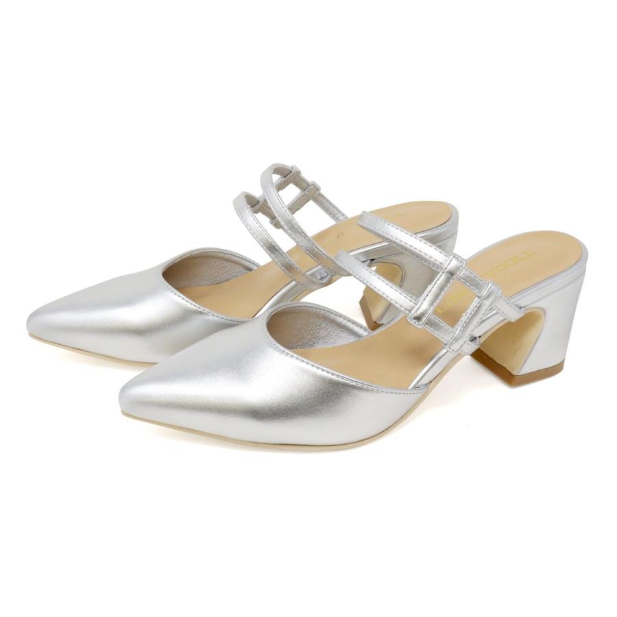 [リバティー ドール] ミュール ミュールサンダル パンプス ポインテッドトゥ ダブルライン 1178 レディース シルバー large