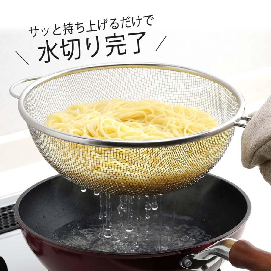 楽天CREST　shop下村企販 フライパンにセットできる ゆでざる 深型24cm 【日本製】 食洗機対応 野菜・麺類を一度に湯切り 水切り 持ち手付き ゆで料理 枝豆 便