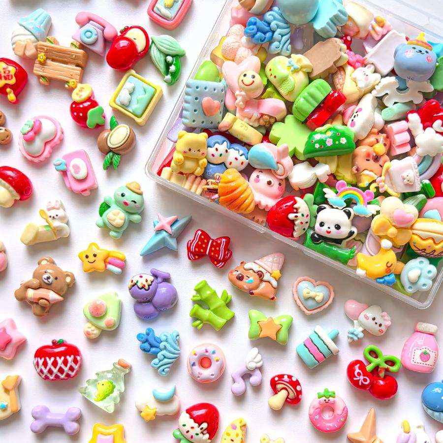 TANOKOX デコパーツ ミックス かわいい ミニサイズ ホイップデコパーツ レジンパーツ お菓子 スイーツ 食べ物 福袋 樹脂貼付けパーツ 樹脂