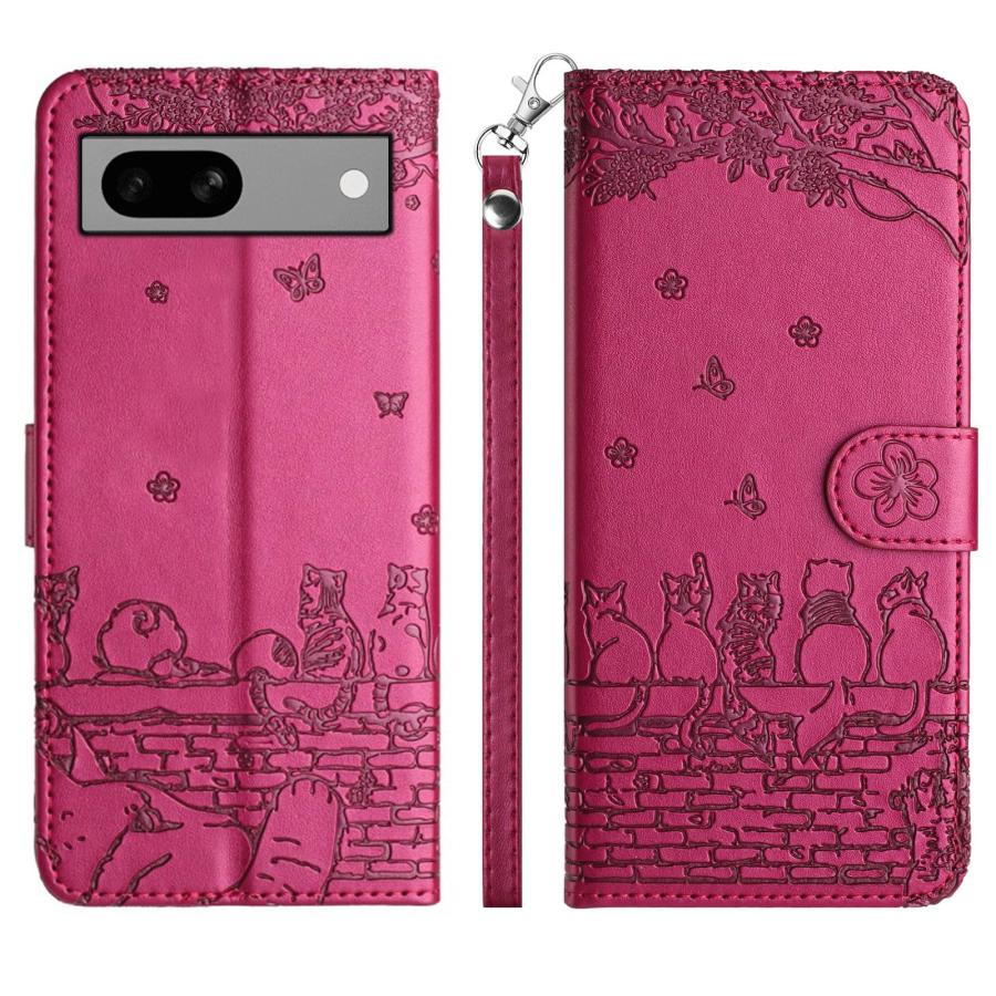 ALSDKEZI 対応 Google Pixel 6A ケース 手帳型 可愛い 猫柄 グーグル ピクセル 6A 携帯カバー 蝶の花柄..