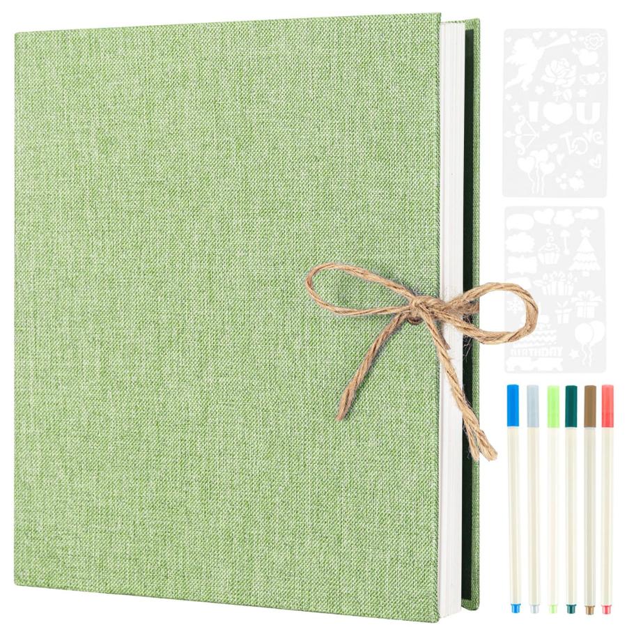 AIOR アルバム フォトアルバム 貼るタイプ フリー台紙 麻縄飾り バインダー式 写真アルバム 30枚/60ペ..