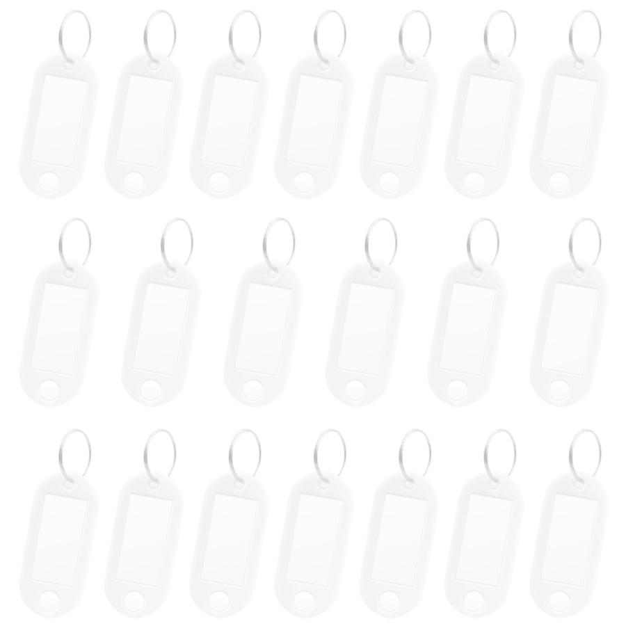 winova スプリットリング付きキータグ プラスチック 60x21 mm - 白色の柔軟なマーク荷物タグ 20個入 (白色)