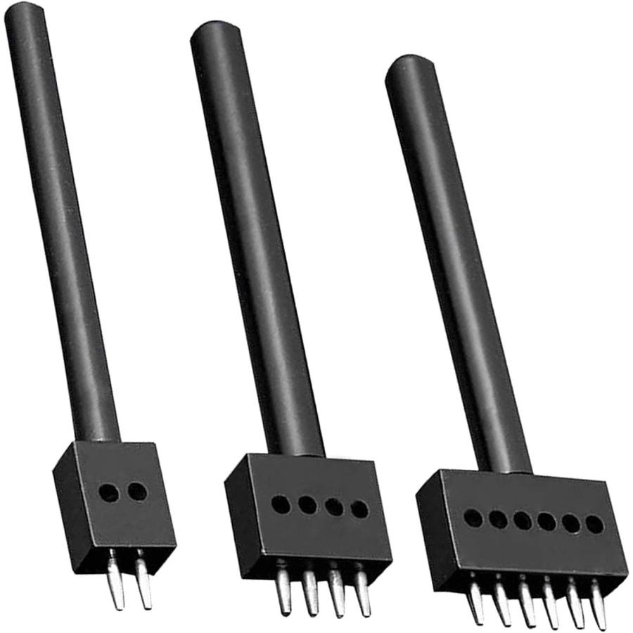 MOLATE 3本 丸穴 ポンチセット レザークラフト工具 皮 革製品 道具ポンチ 穴あけ間隔 5MM 目打ち 内縫い 打ち具246歯