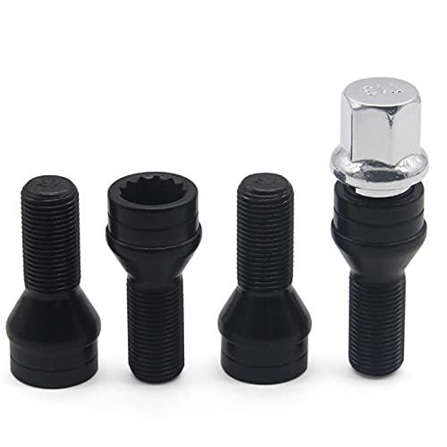 1セット36136776076 M14 x 1.25ホイールロッキングボルトラグナット盗難防止ブラック+キー BMWミニ R50..