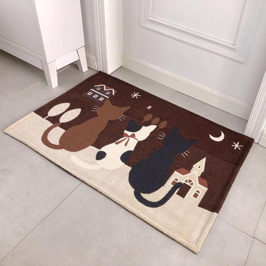 玄関マット ねこ柄 ラグマット 猫柄 室内 屋内 おしゃれ かわいい カーペットリビング対応 キッチンマット 洗面所マット 玄関まっと 洗..