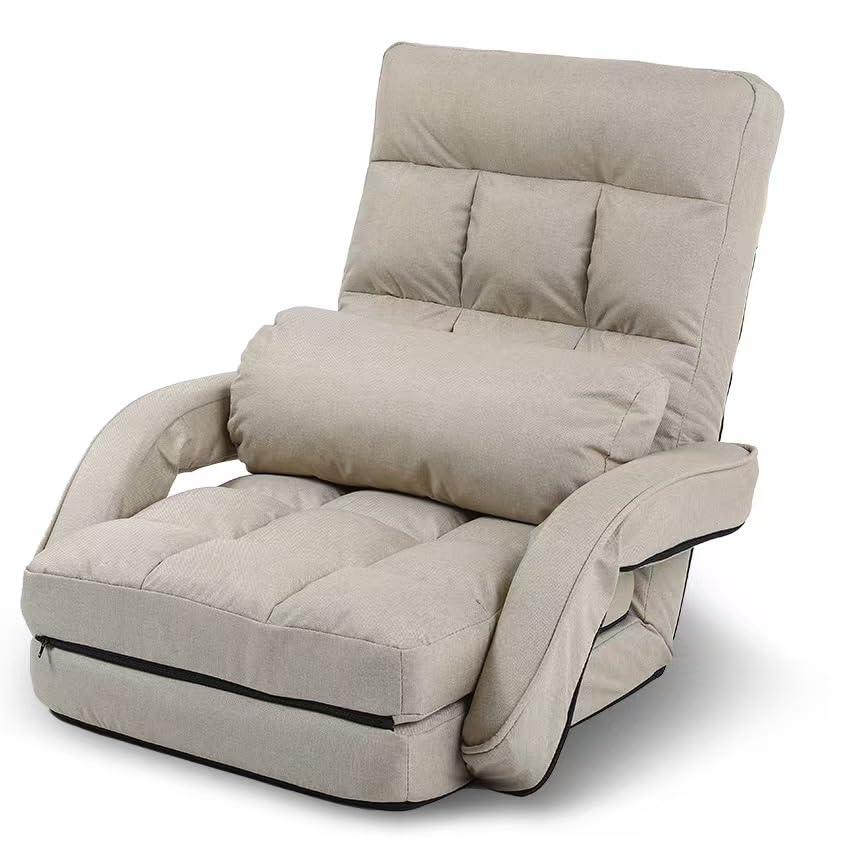 KAGMII 座椅子 リクライニング ハイバック 肘掛け付き コンパクト 折りたたみ 座椅子ソファー ソファーベッド 1人掛け 寝れる椅子 腰が痛く