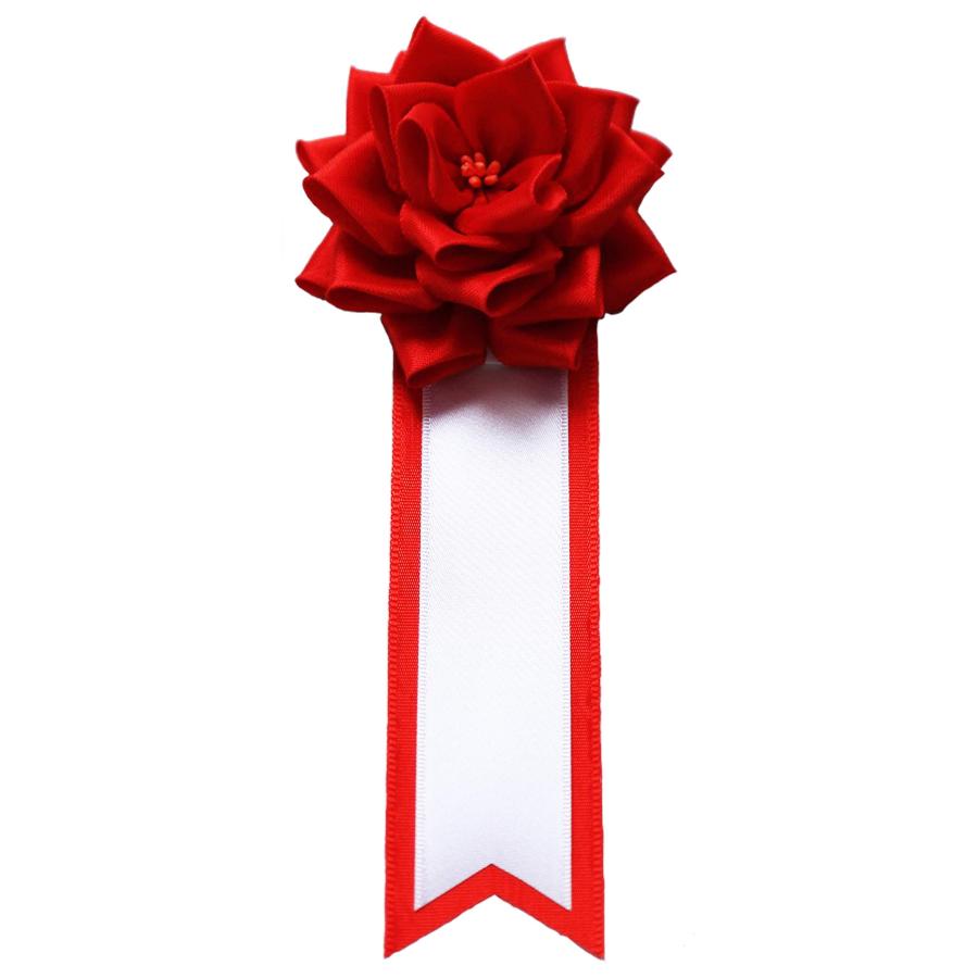 記章リボンばら赤（小）裏面クリップ付 式典/胸章/パーティ/イベント【20個セット】