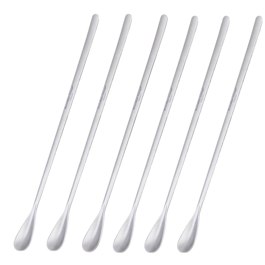 Boundless Voyage チタン マドラー スプーン 6本セット ティースプーン 22.8cm 軽量 丈夫 錆びない 耐久性が高く 匂いがな