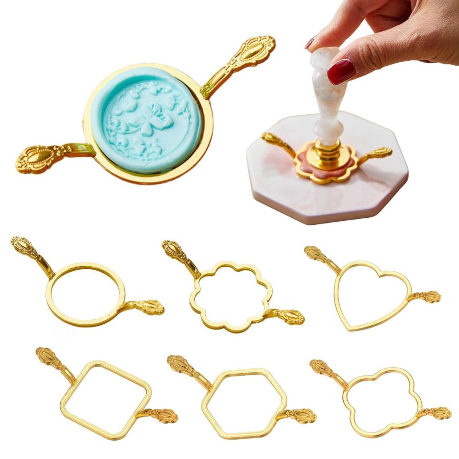 シーリングスタンプ セット 封蝋 ワックス スタンプ シーリングワックス 手紙 レター 簡単 初心者 (かわいい（6種）)