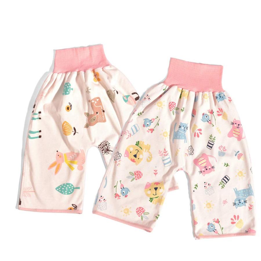 Mecoyas 腹巻付おねしょ対策ケット おねしょズボン トレーニングパンツ 防水 通気 天然綿 3-6歳 夜尿対策 漏れ防止 2枚組 (ピンク)