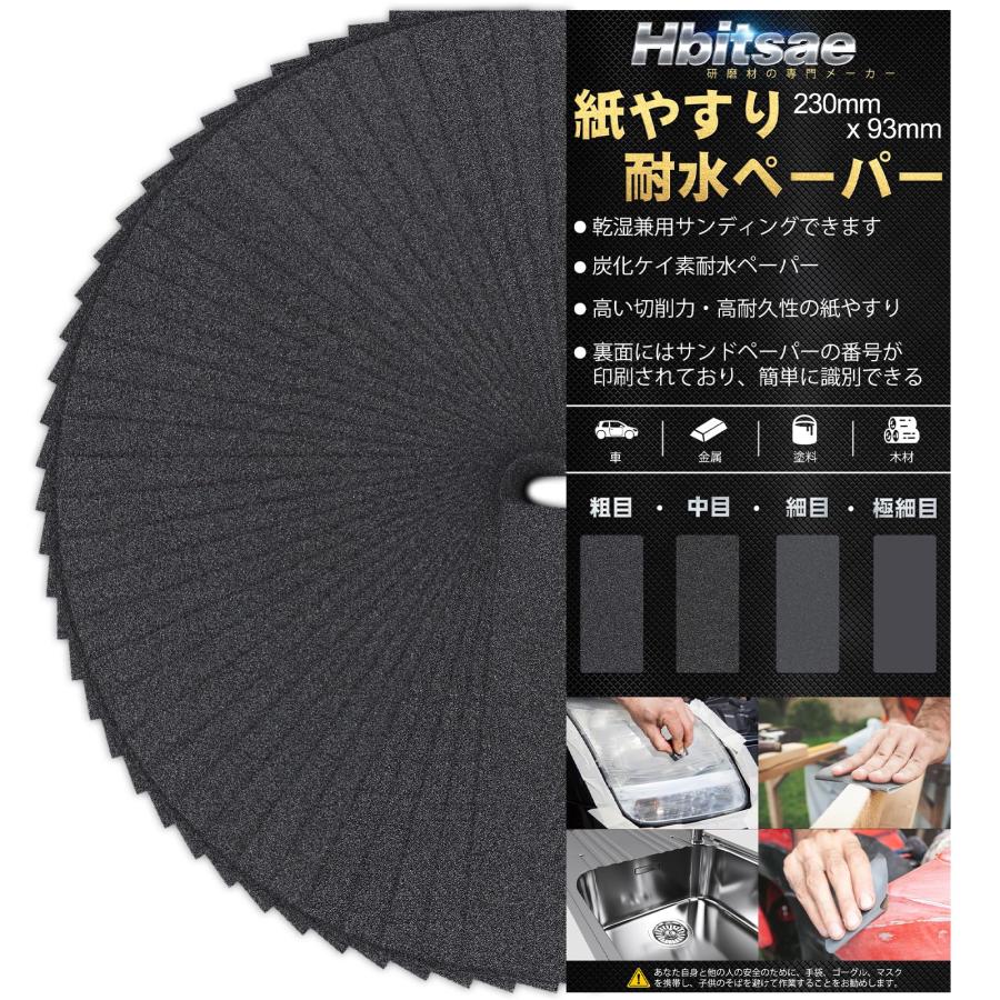 乐天商城 - Hbitsae 耐水ペーパー 120番 36枚入 サンドペーパー 230 mm x 93 mm 紙やすり に使用する 金属 木工 車 DIY作業