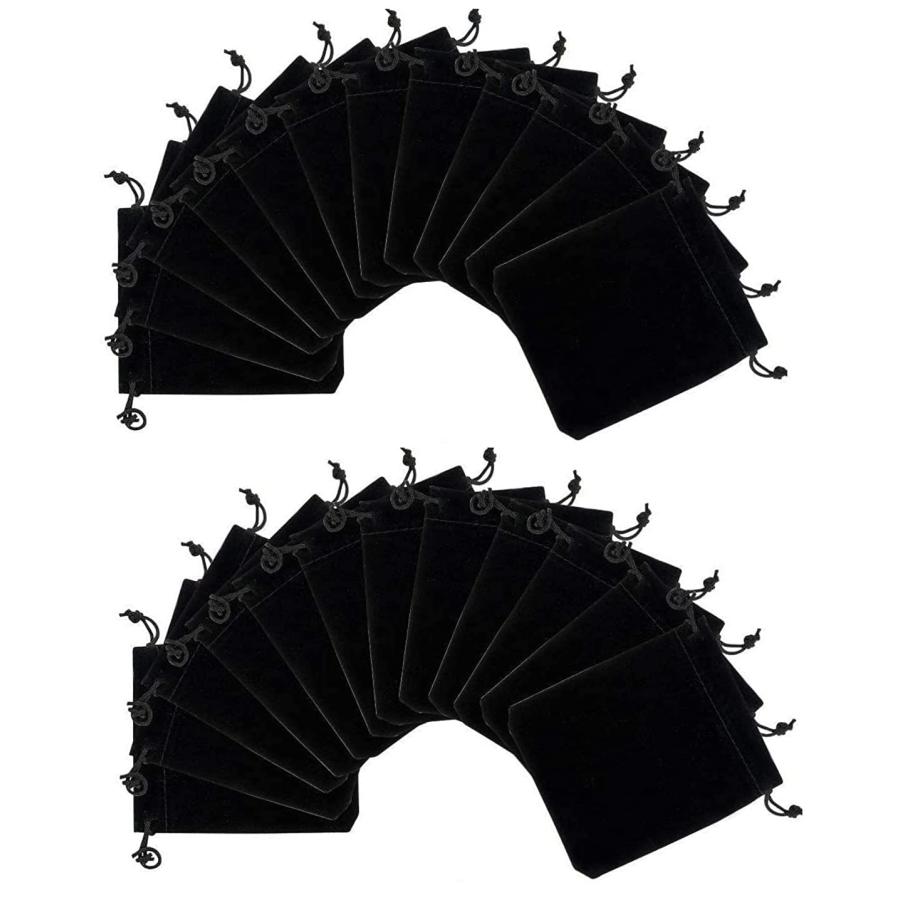 siawadeky ジュエリーポーチ 50枚セット アクセサリー 収納 巾着袋 ベロア調 ギフトバッグ ジュエリー袋 小物入れ アクセサリー保存 ネ