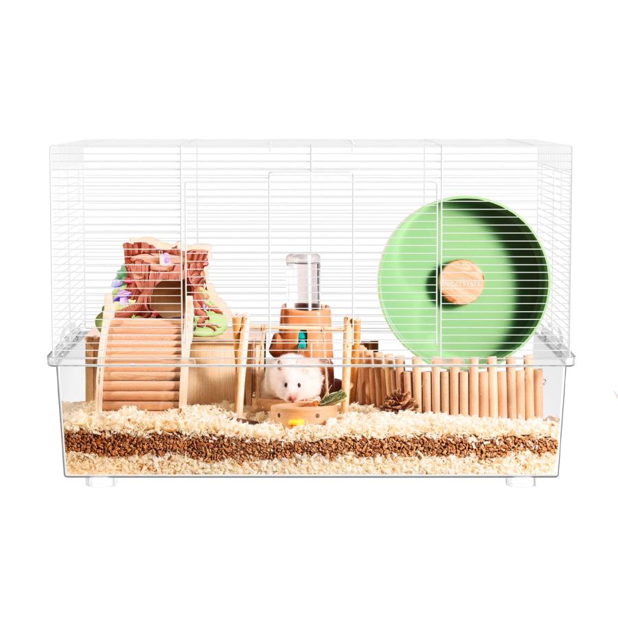 BUCATSTATE ハムスター ケージ 620 クリアケージ 大型サイズ 飼育ケージ 金網タイプ 通気 透明 深めトレイ お掃除しやすい 小動物用(3.0)