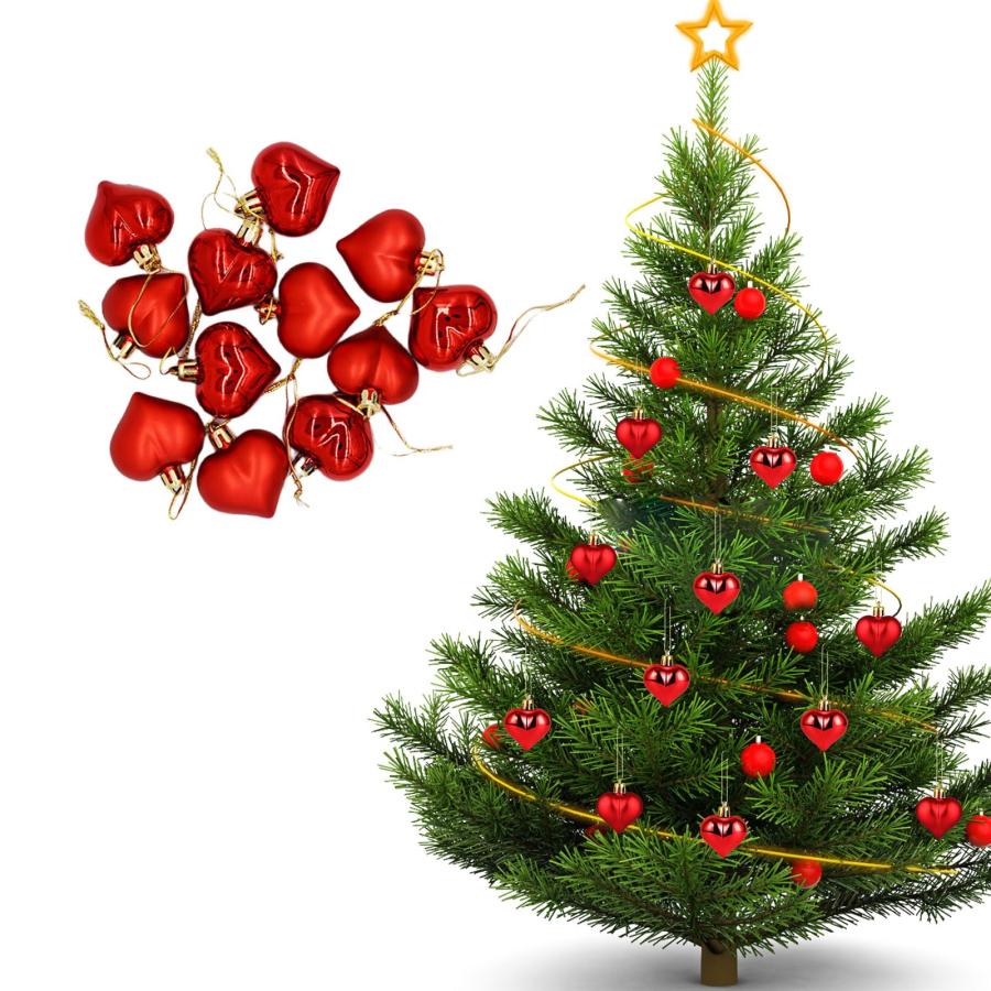乐天商城 - クリスマス オーナメント ハート 12個セット おしゃれ ハート型 クリスマス ボール オーナメント 北欧風 ガーランド クリスマスツリー 飾り バ