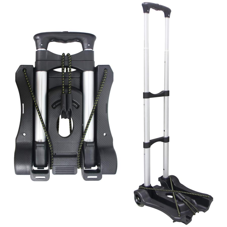 乐天商城 - Sutekus 折りたたみ 軽量 キャリーカート 耐荷重 50Kg 固定ロープ 付き スーパーワイド (ブラック)
