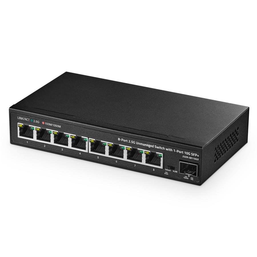 乐天商城 - Binardat 8ポート2.5Gスイッチ、10G SFP+ポート、8 x 2.5ギガビットRJ-45ベースTポート、アンマネージド・マルチギガビッ