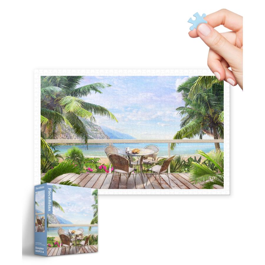 ピースリラックス(PieceRelax) 1000ピース プラ製ジグソーパズル【のんびり海辺のブランチ】(38X59cm)大人向け難しい 破片なし(3.0)