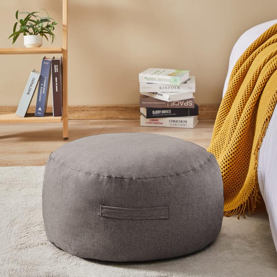 Topfinel 布団収納袋 クッションになる布団収納ケース ふとん収納 布団衣装ケース 羽毛ふとん収納 持ち手付き ふた付き 円形 ダークグレー(