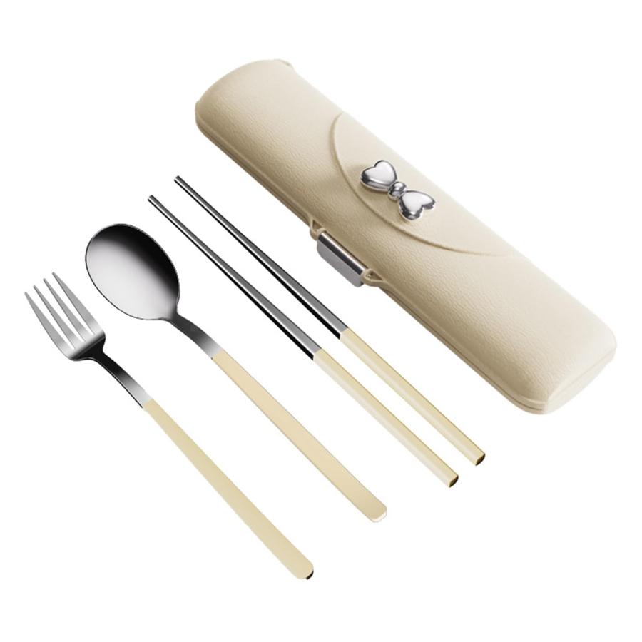 カトラリーセット ステンレス鋼 箸 フォーク スプーン 3点セット ケース付き コンビセット アウトドア ..