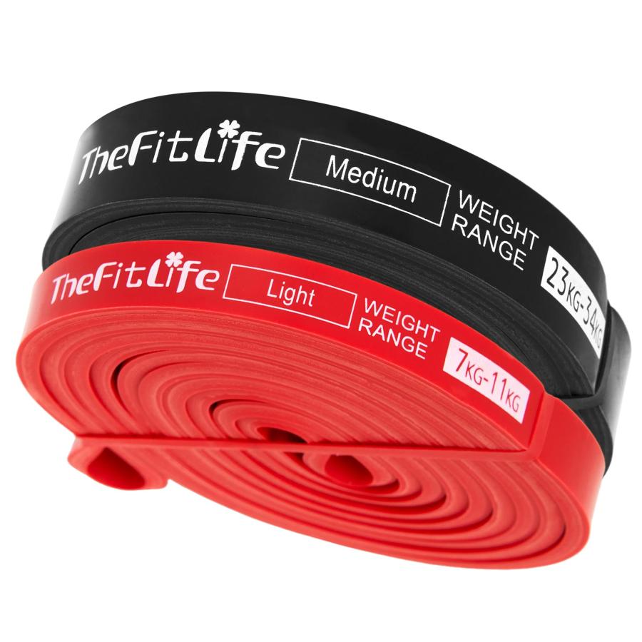 乐天商城 - TheFitLife トレーニングチューブ 筋トレチューブ 懸垂チューブ (赤/黒)