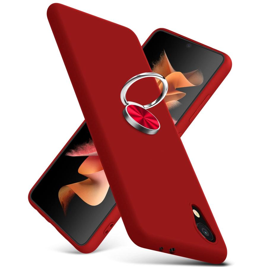 Galaxy A22 5G ケース リング 耐衝撃 シリコン SC-56B/SCG13 カバー TPU 薄型 リング付き かわいい ストラップホール