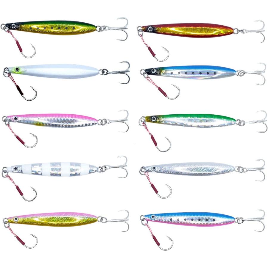 乐天商城 - OHF メタルジグ セット 20g / 30g / 40g ジギング アシストフック付き 10個セット (40)