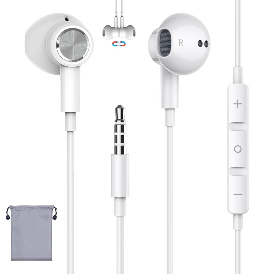 乐天商城 - xunbida イヤホン 有線イヤホン マイク付き 3.5mmジャック 【音質強化バージョン】 磁気設計 絡み防止 いやほん カナル型 イヤホンマイ