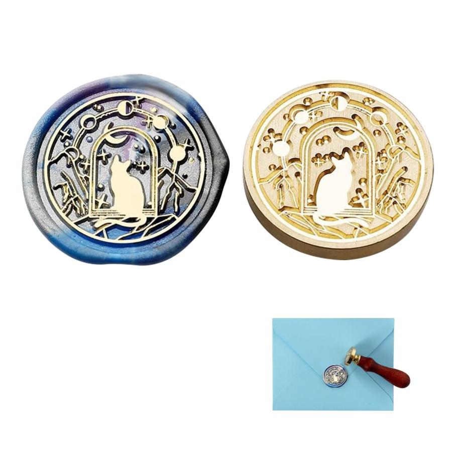 TVETE スタンプヘッド シーリングスタンプ ヘッド ミニ シーリングスタンプ 猫 【25mm】 シーリング スタンプ猫 シーリングワックス スタ