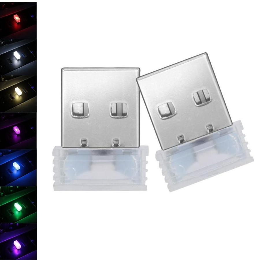 乐天商城 - FACETHALO usb ライト 車内ライト led ミニ アンビエントライト指先サイズ7色変換（2個セット）