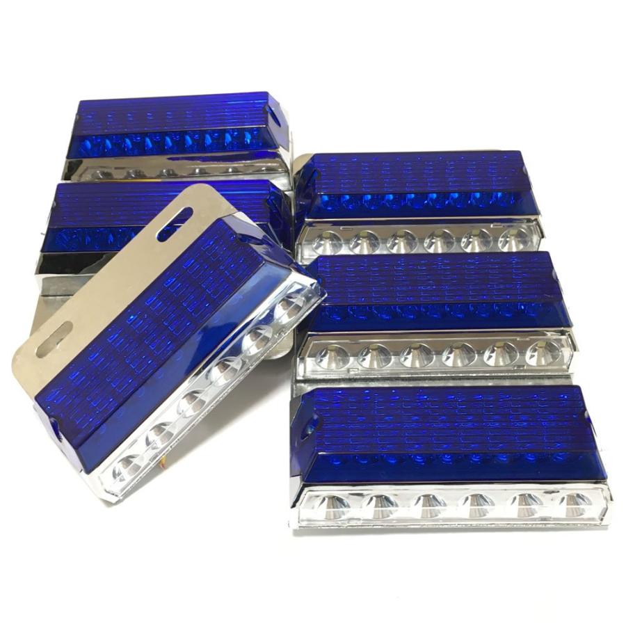 RedBeryl 24LED サイドマーカー ライト ランプ 24V トラック 角型 ダウンライト付き セット (ブルー 6個)