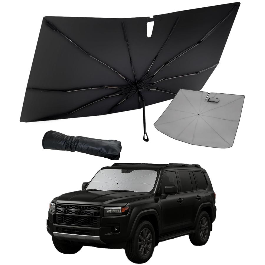 【2025年最新】ランクル250対応 サンシェード シリコングリップ 傘タイプ 車用サンシェード 日差しカット 日除け 簡単取付 収納バッグ付き コ