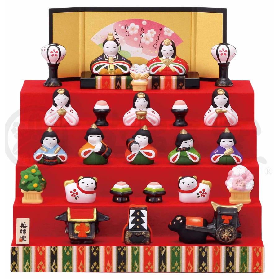 錦彩花かざり雛(五段飾り)[(男雛)3.5・(女雛)3cm]|雛祭り・端午の節句・季節行事・置き物