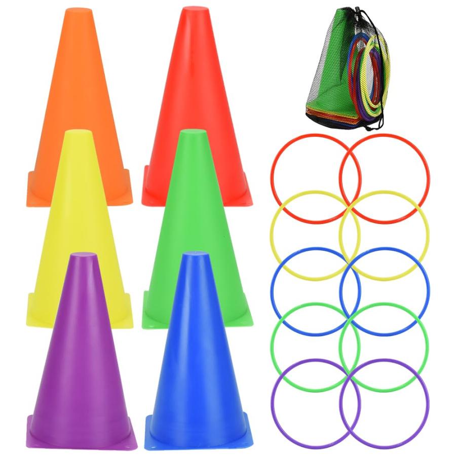 INLAVSITY 輪投げセット カラーコーン 収納袋付き 大人数 レクリエーション パーティー お祭り ミニゲーム