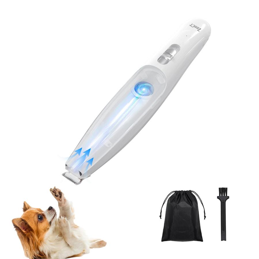 ZenCT ペット用バリカン 吸引式 犬用バリカン 充電式コードレス 部分カット 2段階調整可能 LEDライト付き 自宅トリミング ペット バリカン