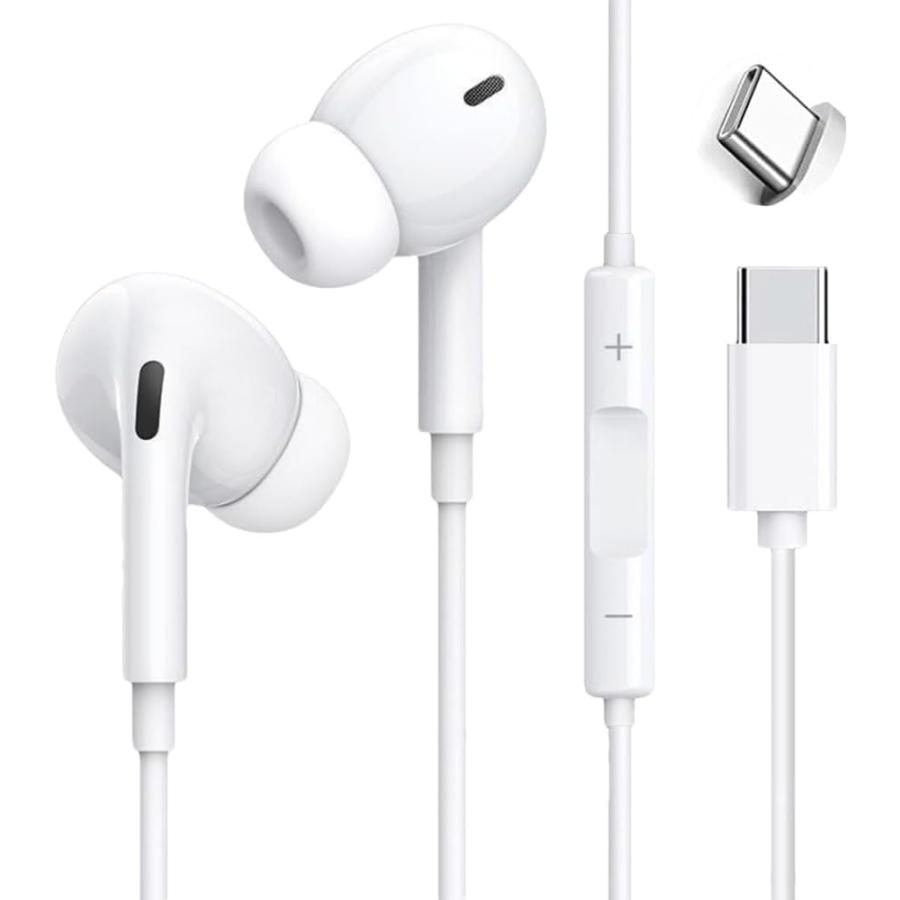 タイプc イヤホン Type-C イヤホン 有線 USB-Cジャック HIFI音質 重低音 ノイズキャンセリング マイク付き 通話可能 ハイレゾ ク