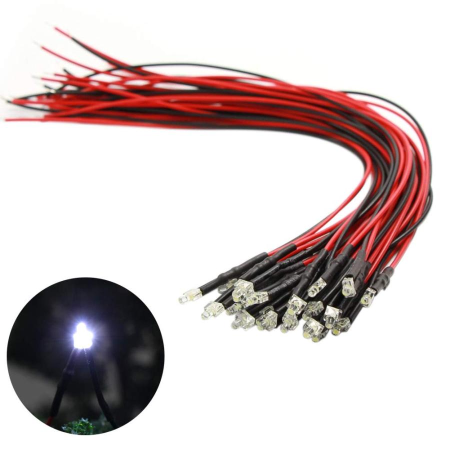 ジオラマ電飾に チップLED 2mm 白 20本入り 配線付き 抵抗付属 電車模型 鉄道模型 建物模型 模型電飾 ..