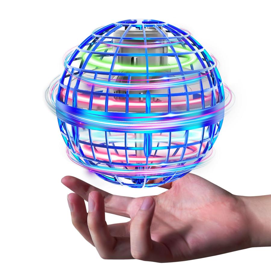 Tikduckフライングボール ジャイロ飛行ライトボール おもちゃ ホバリング ブーメランスピナー RGBライト付き360°回転USB充電式 屋外/