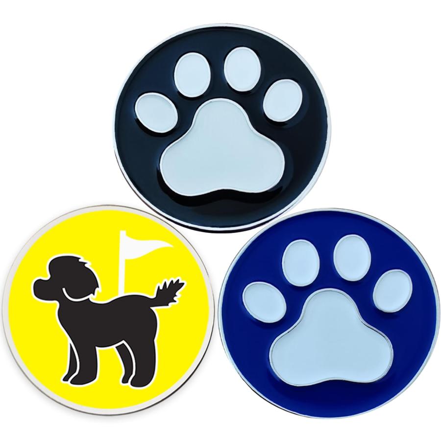 Adhere ゴルフ マーカー ゴルフキ磁気 ロゴボールマーク かわいい猫犬 肉球 デザイ3個入り 含まない 台座 (D ゴルフ マーカー ・3個入
