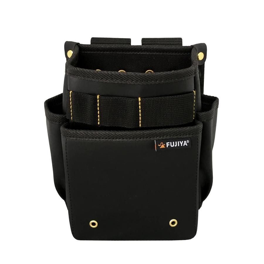 フジ矢(Fujiya) 腰袋スモール2段(黒金)PS-32BG 水・汚れ・こすれに強い素材