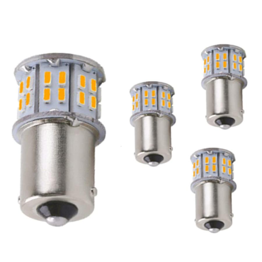 乐天商城 - 黄色の琥珀 4個入り 高輝度 S25 シングル球 LED（P21W 1156 S25 G18 BA15S）ピン角180度 バックランプ 3014SM