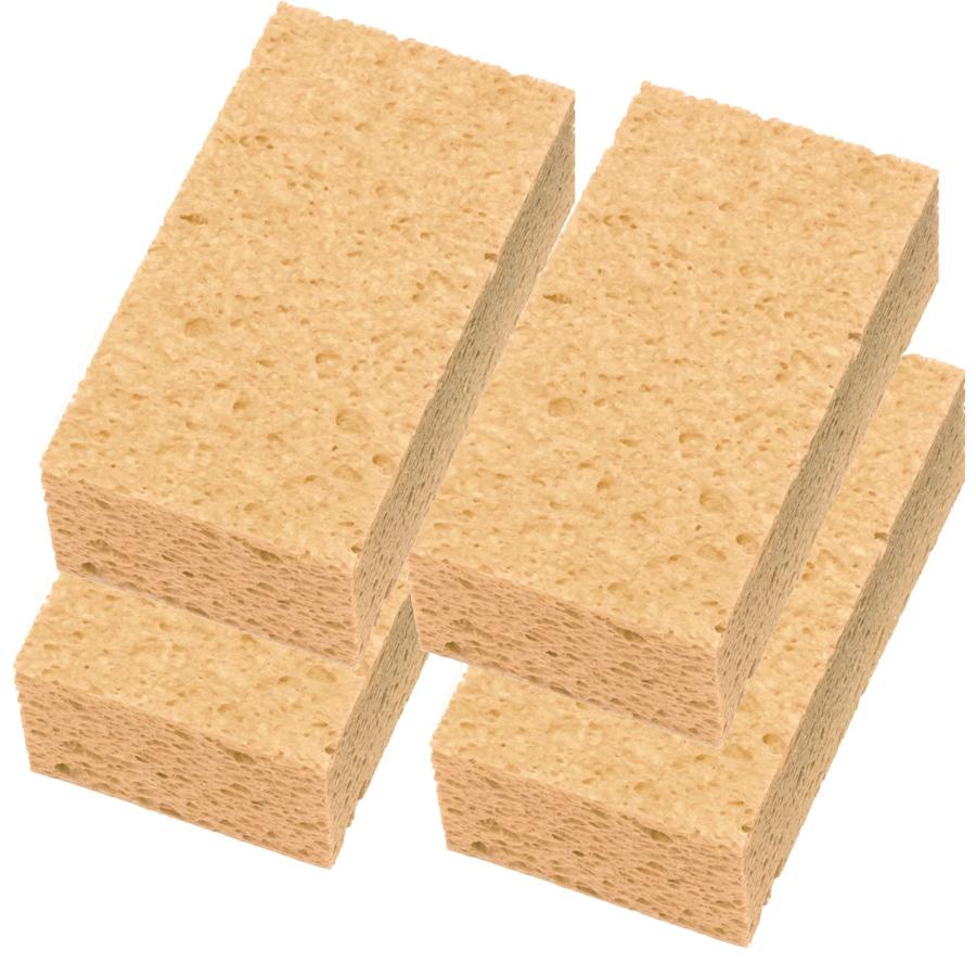 日本インソール工業 セルロース バススポンジ 日本製 吸水 速乾 風呂 掃除用 スポンジ ベージュ 4個セ..