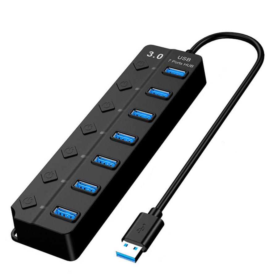USB ハブ 7ポート USB3.0 ハブ ケーブル USB Hub 独立スイッチ付き USB拡張 バスパワー USB3.1 Gen1 5G..