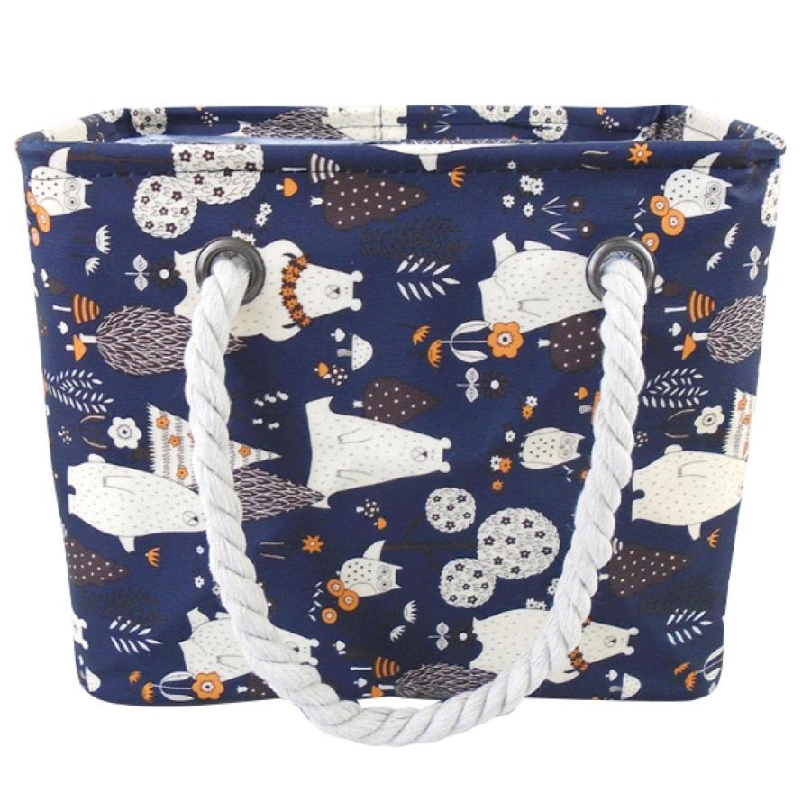 fogman スパバッグ 温泉バッグ プール 銭湯 大容量 折りたたみ 防水 マチ広め アニマル柄 (北極熊-紺)