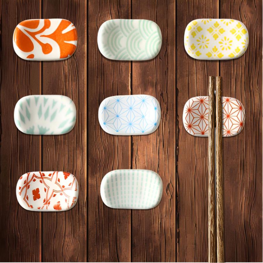 fogman 箸置き 箸枕 おしゃれ かわいい 箸休め 箸台 和風 陶器 おもてなし 8種セット (カラフル)(3.0)