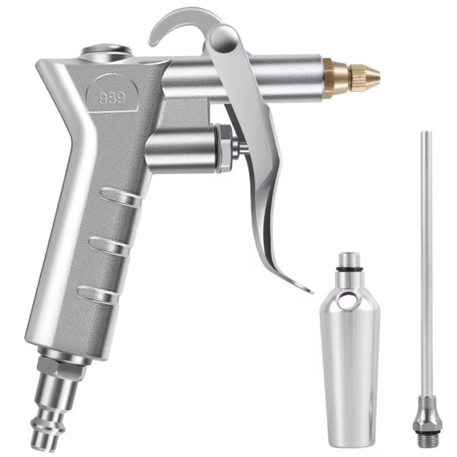 PLEAVIT エアダスターガン エアブローガン コンプレッサー ガン エア漏れ防止 流量調整 130mm ロングノズル 増風ノズル セット