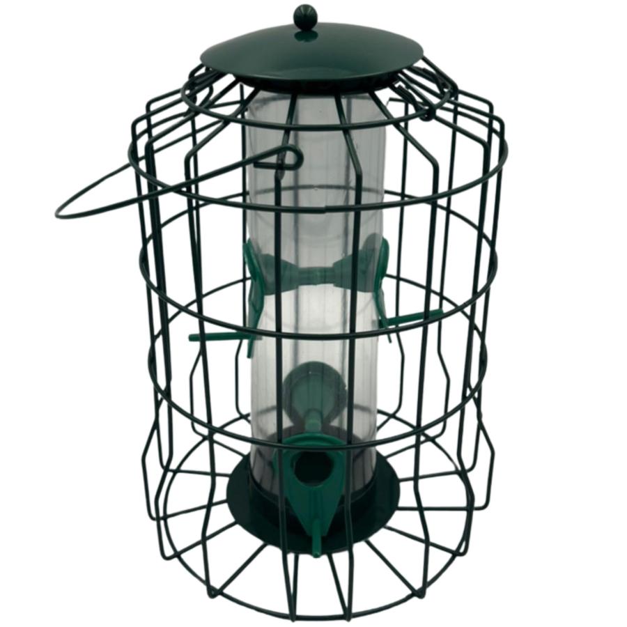 バードフィーダー 小鳥用 餌台 吊り下げ式 メッシュガード付き ヒヨドリ対策 頑丈設計 餌やり器 庭 ベランダ 対応 GRmkt グリーン(3.0)
