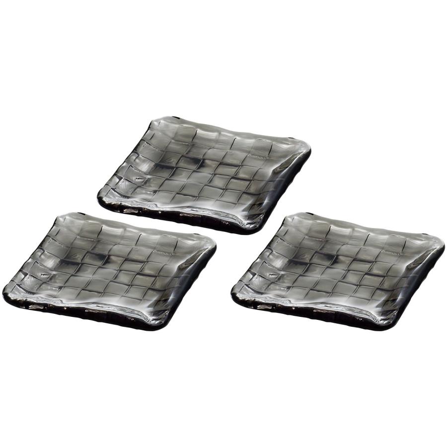 アデリア(ADERIA) ダブルエフ クロス スクエアプレート 15cm 黒 3枚セット 日本製 皿 パン 食器 おしゃれ デザート スイーツ 平皿